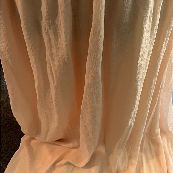 Light blush pink long maxi, high gathered waist. Open back with ties - Picture 5 of 13